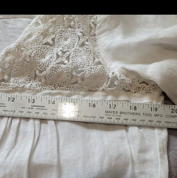 MALVIN I Love Linen Women SZ Sm. 100% linen crochet boho pearl button Peasant - Picture 9 of 11
